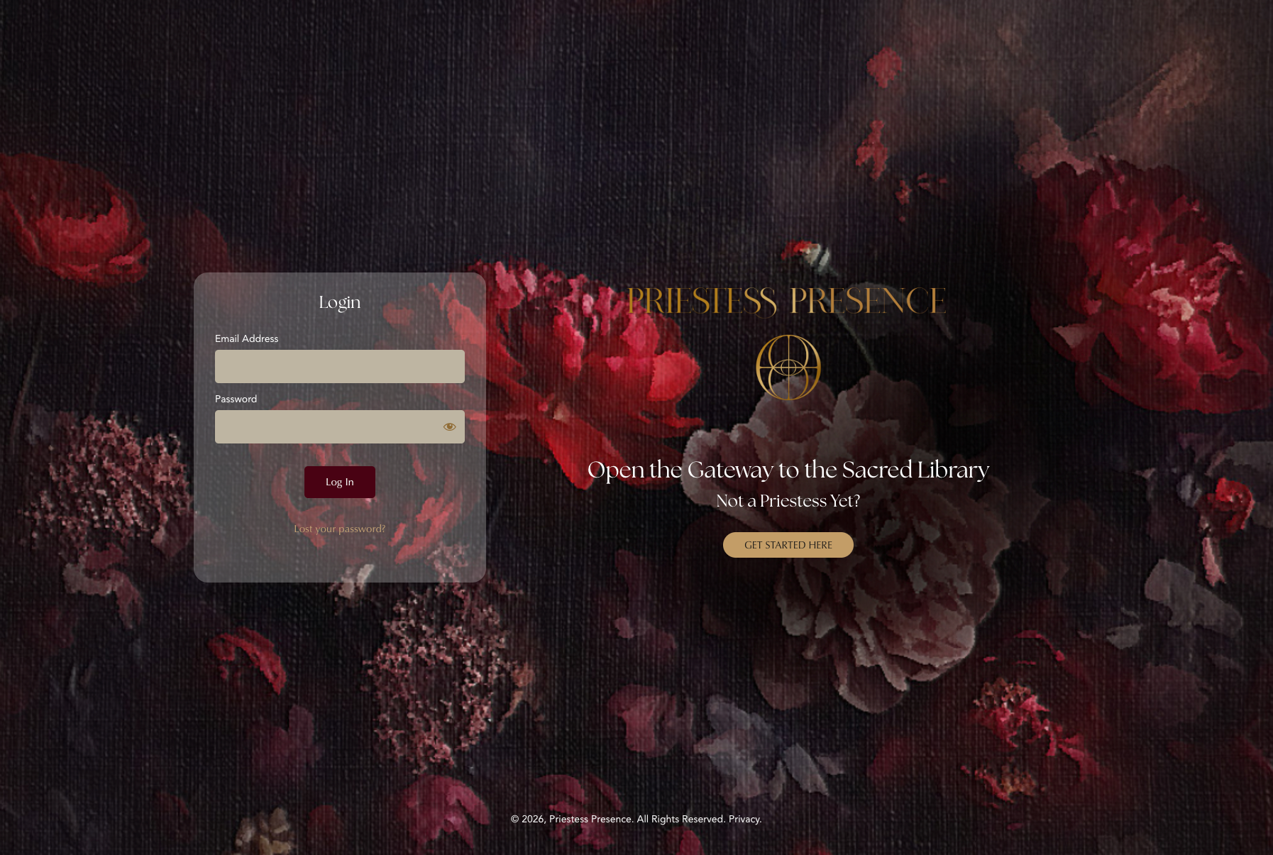 Priestess-Presence-Login-Page